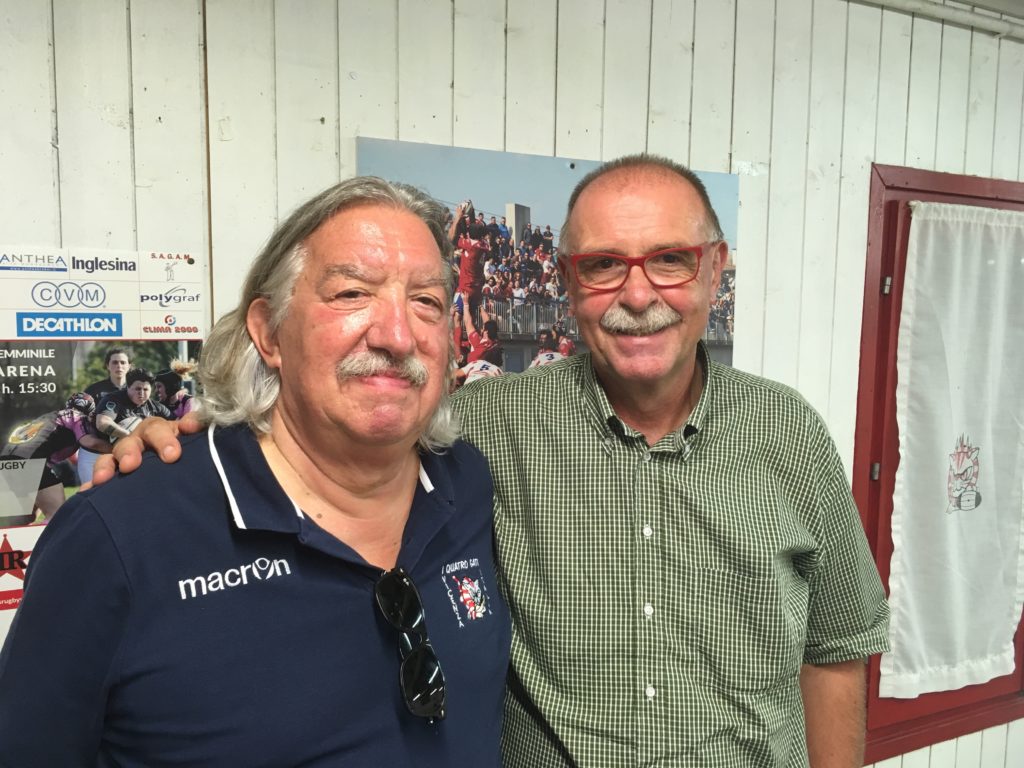 Da sinistra, il Presidente dell'Amatori Antonio Segalla ed il Presidente del Rugby Vicenza Augusto Fantelli.